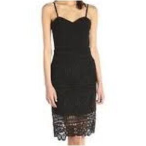 J.O.A. Los Angeles Black SweetHeart Crochet Lace Midi Lined Dress Size Small